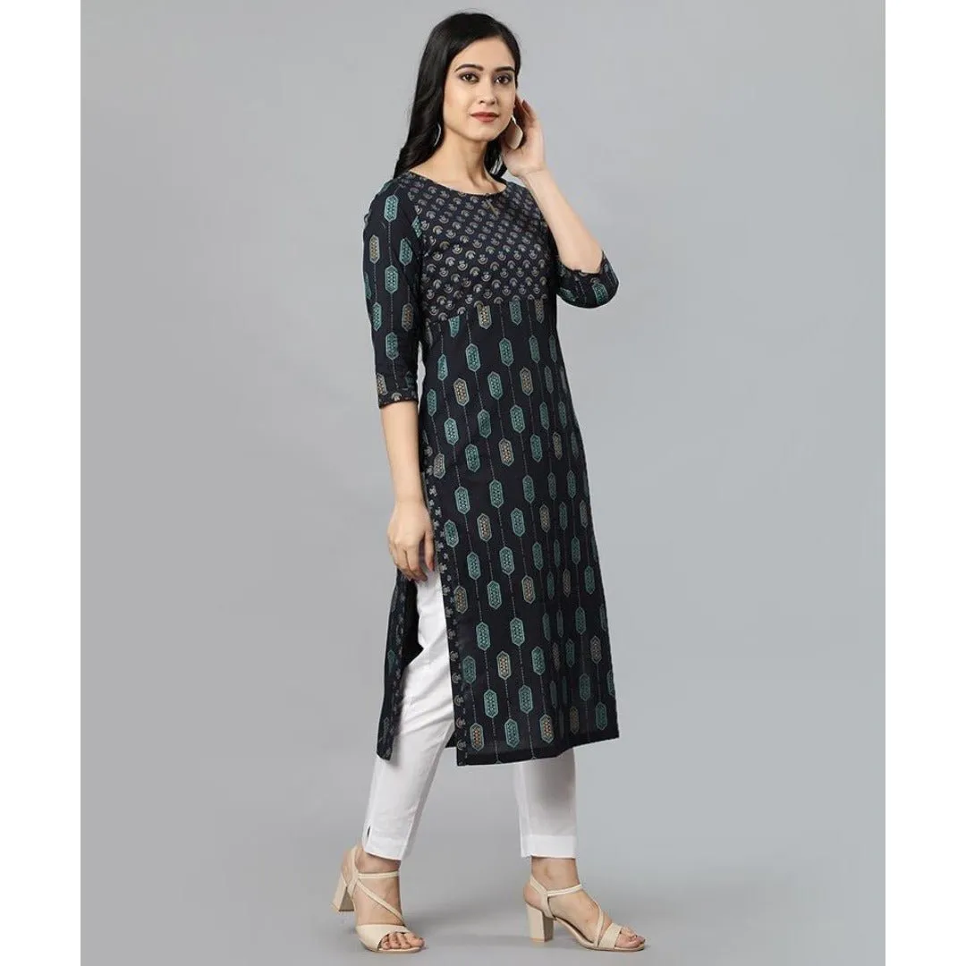 Blue Buta Cotton Long Kurta