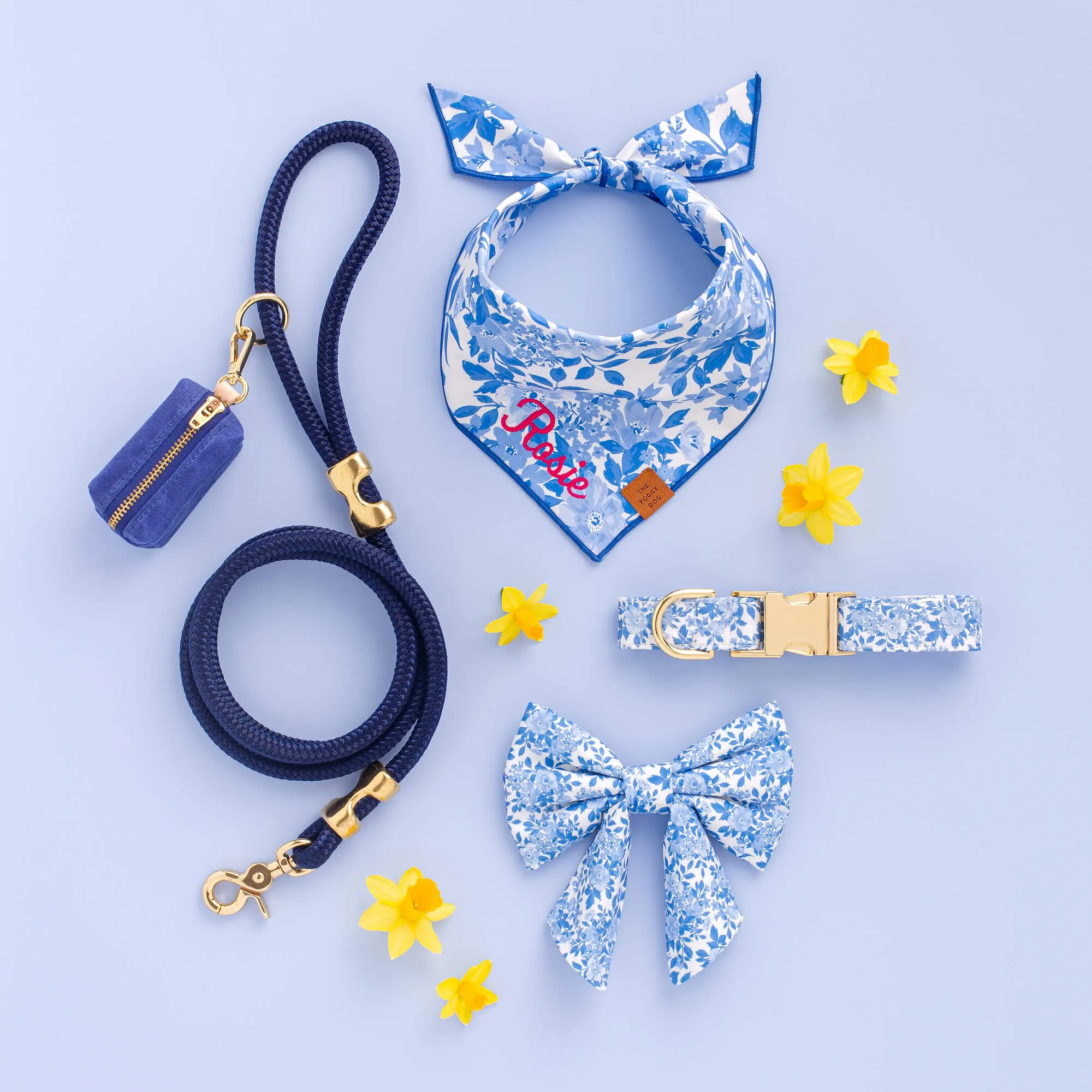 Blue Roses Lady Dog Bow