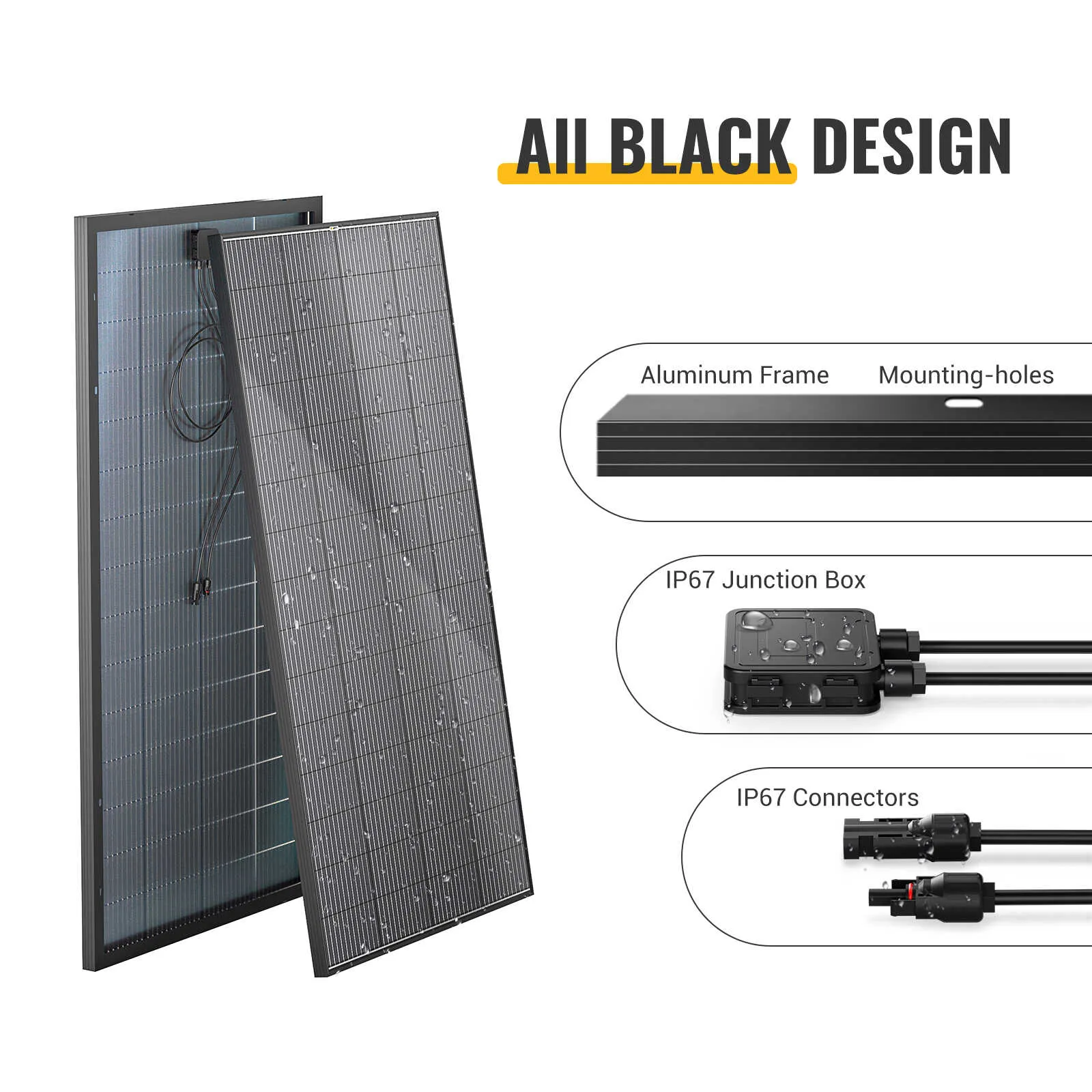 BougeRV ISE239 Bifacial Mono Solar Panel Rigid 300W with 12BB Cell Design New