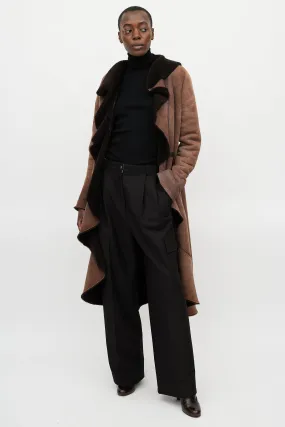 Brown Leather Shearling Coat