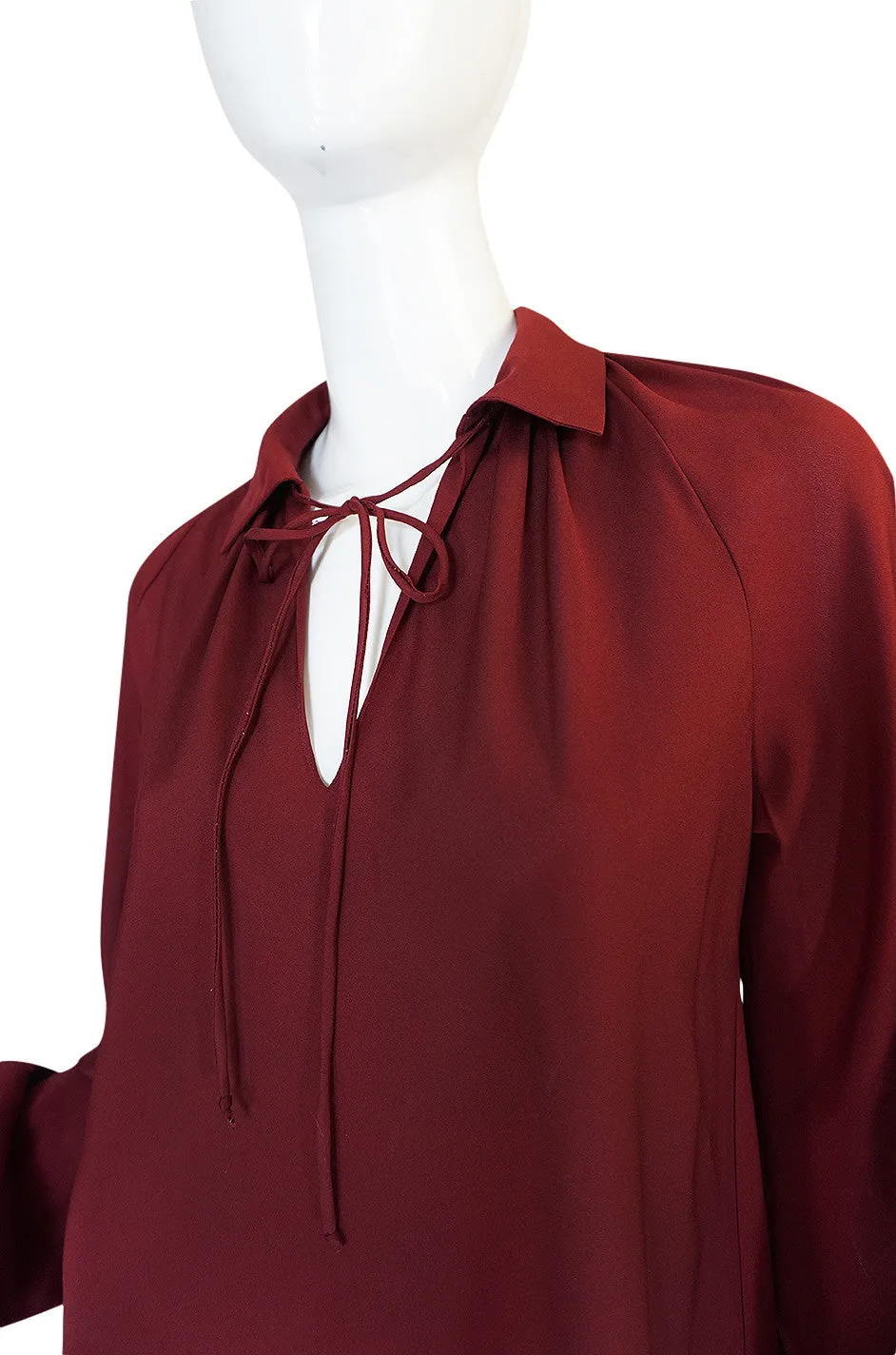 c.1974 Halston Deep Burgundy Evening Pajama Set