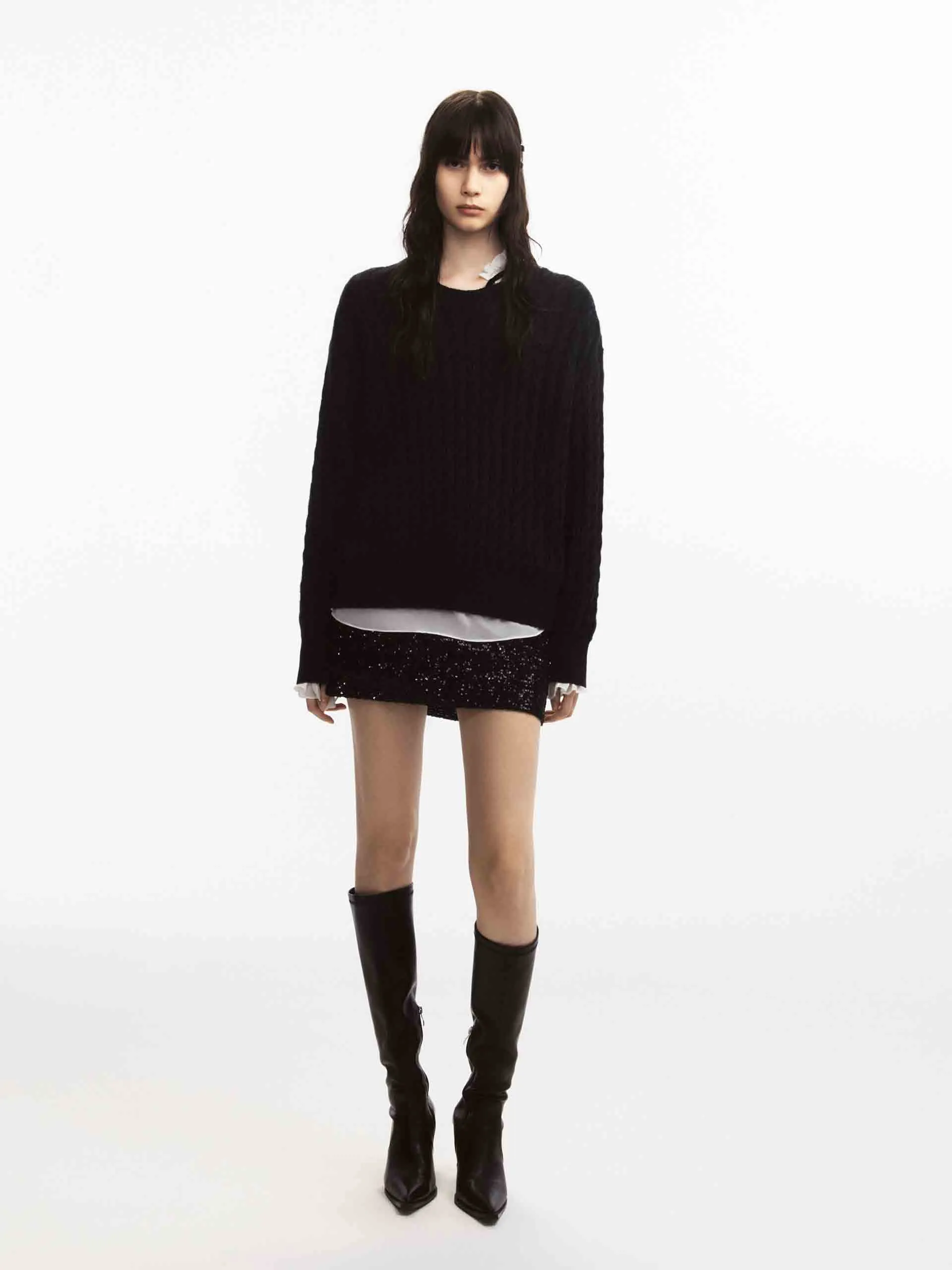 Cable Texture Knit Sweater