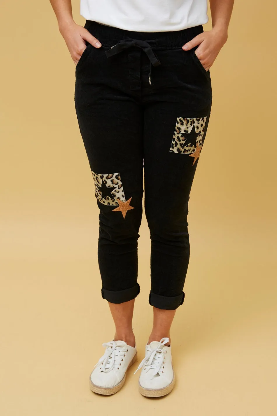 CARRISA PATCHWORK PRINT JOGGER PANTS