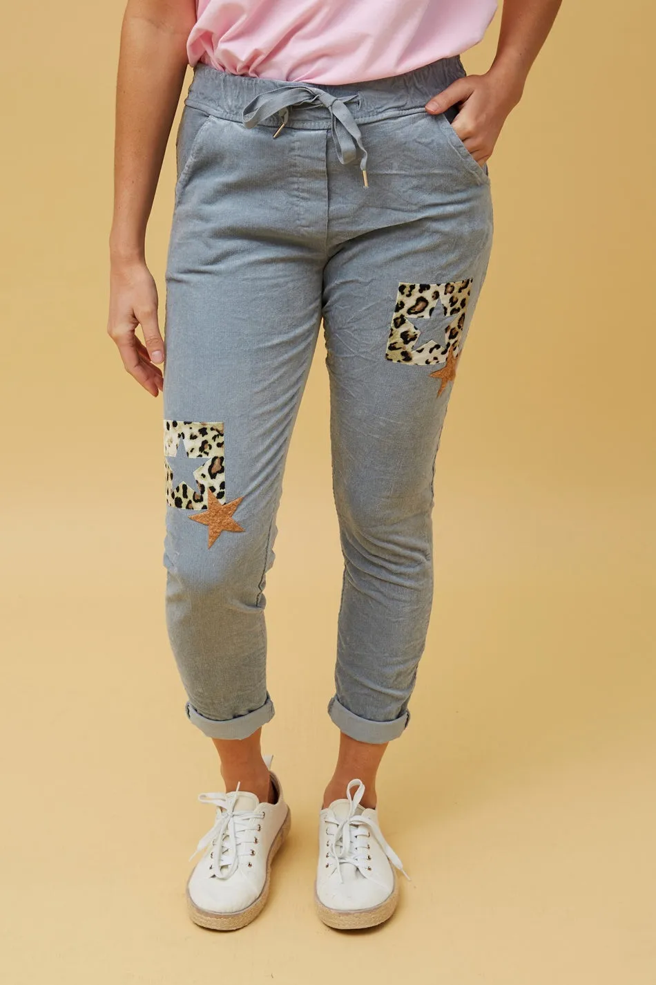 CARRISA PATCHWORK PRINT JOGGER PANTS