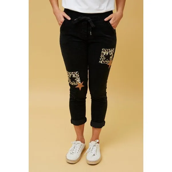 CARRISA PATCHWORK PRINT JOGGER PANTS