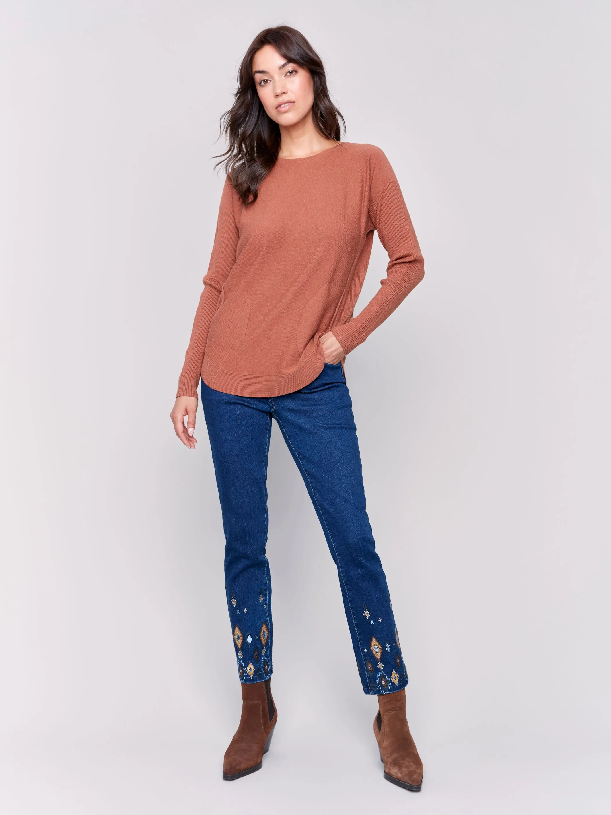 Charlie B- Round Hem Sweater