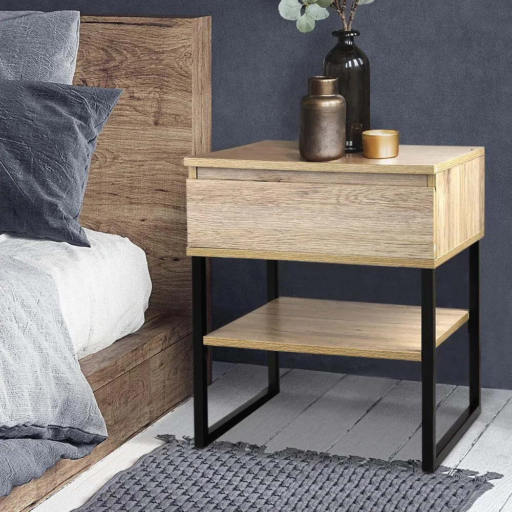 Chest Style Metal Bedside Table