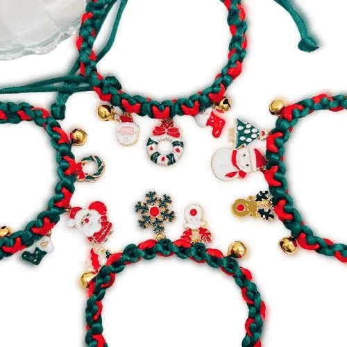 Christmas Pet Necklace Woven Red String Adjustable Pet Collar