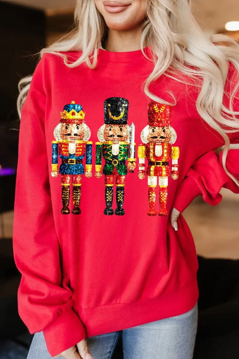 Christmas Sequin Metallic Nutcracker Sweatshirt