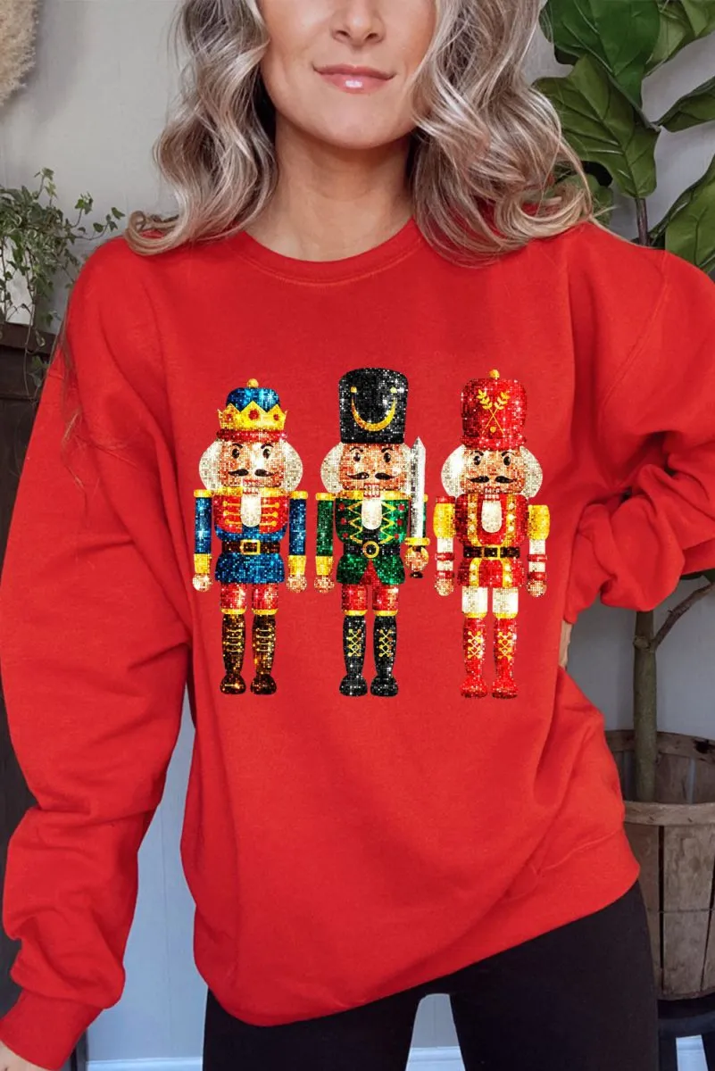 Christmas Sequin Metallic Nutcracker Sweatshirt