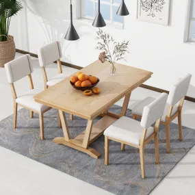 Cian 5pc Dining Set Dining Table 4x Chairs - Natural