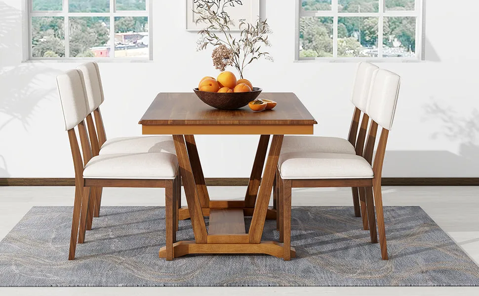 Cian 5pc Dining Set DiningTable 4x Chairs - Walnut