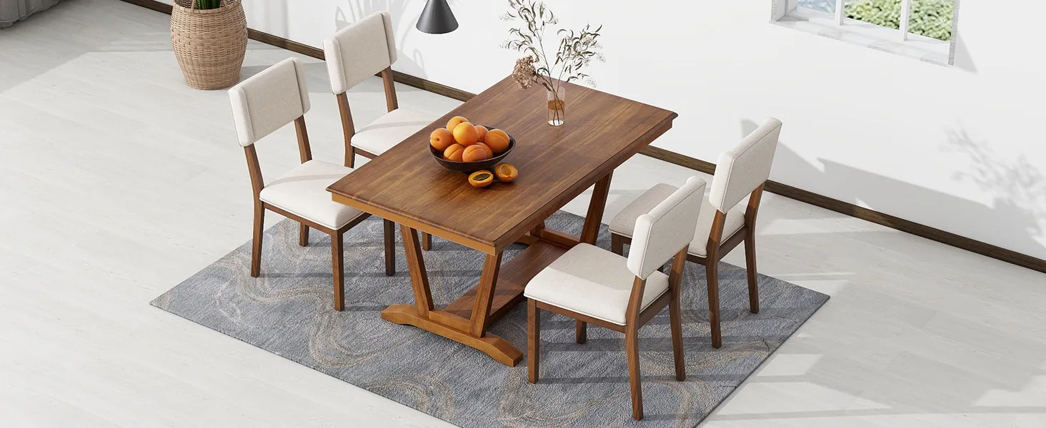 Cian 5pc Dining Set DiningTable 4x Chairs - Walnut