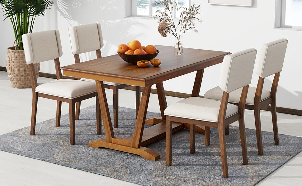 Cian 5pc Dining Set DiningTable 4x Chairs - Walnut