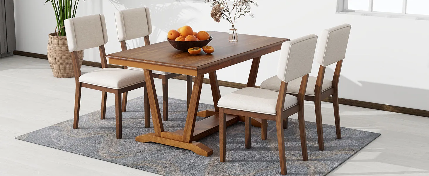 Cian 5pc Dining Set DiningTable 4x Chairs - Walnut