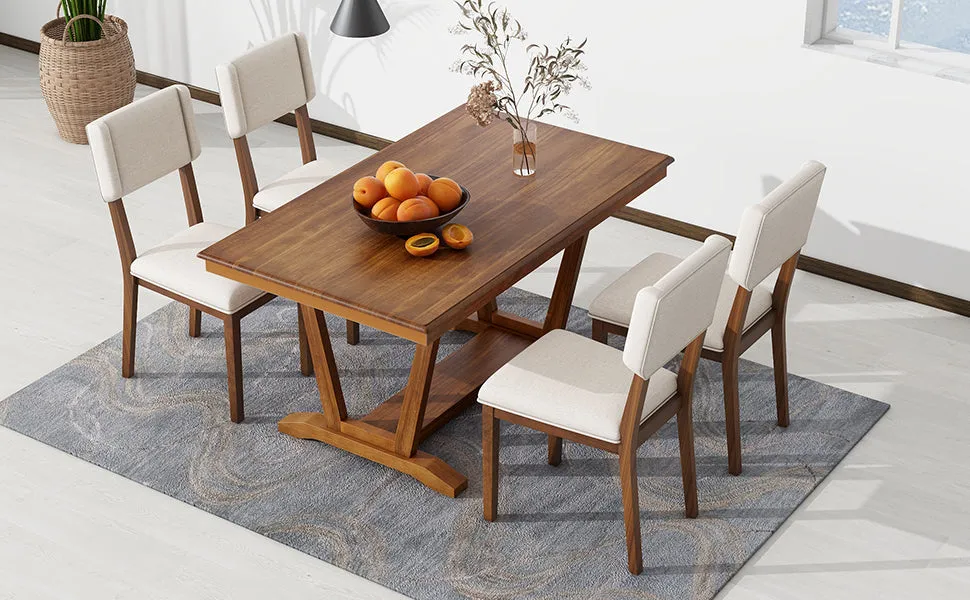 Cian 5pc Dining Set DiningTable 4x Chairs - Walnut