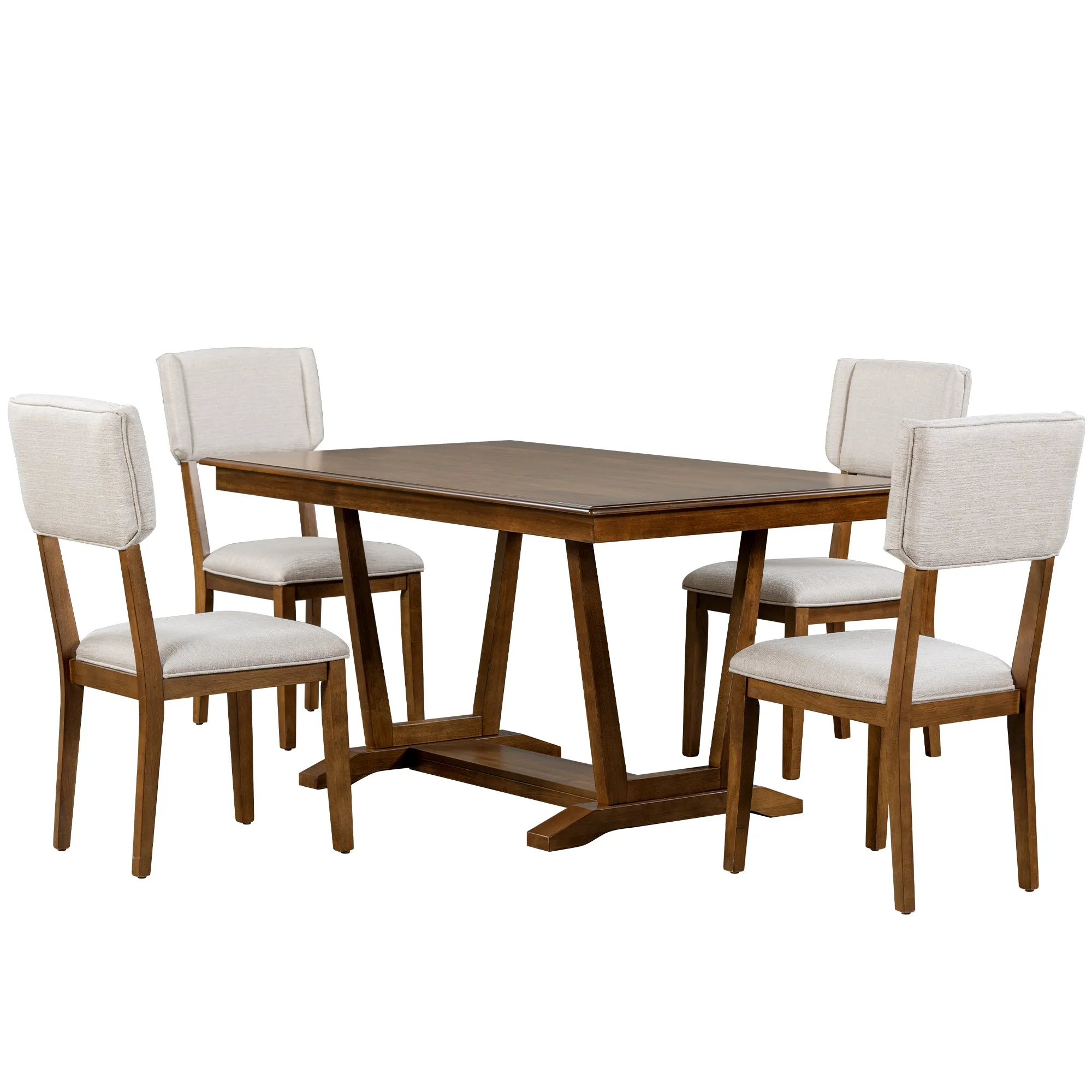 Cian 5pc Dining Set DiningTable 4x Chairs - Walnut