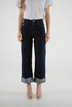 Cindy Cuffed Hem Jean In Dark Wash