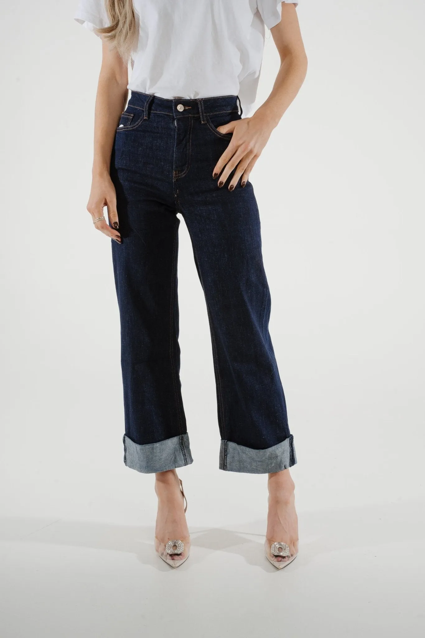 Cindy Cuffed Hem Jean In Dark Wash