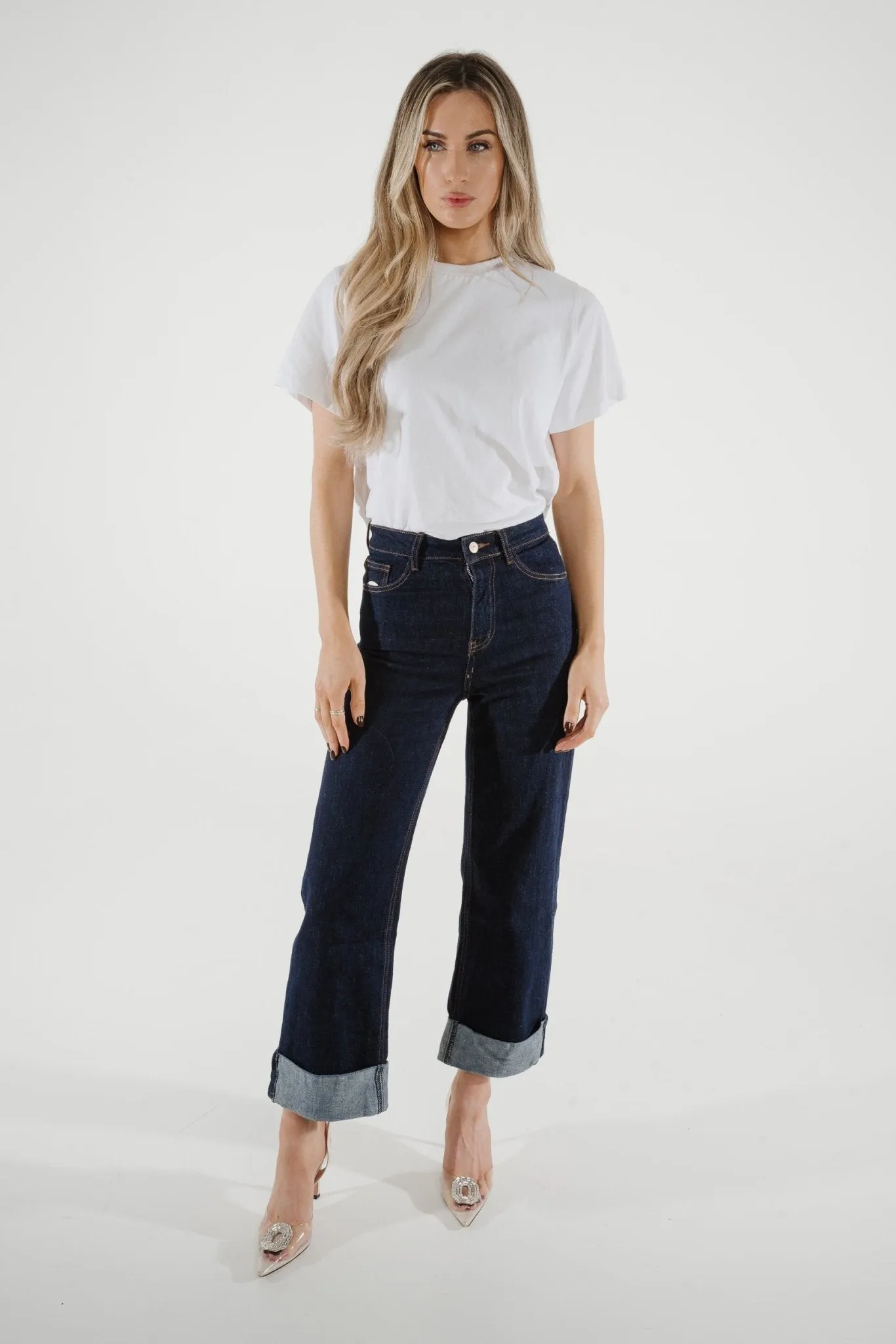 Cindy Cuffed Hem Jean In Dark Wash