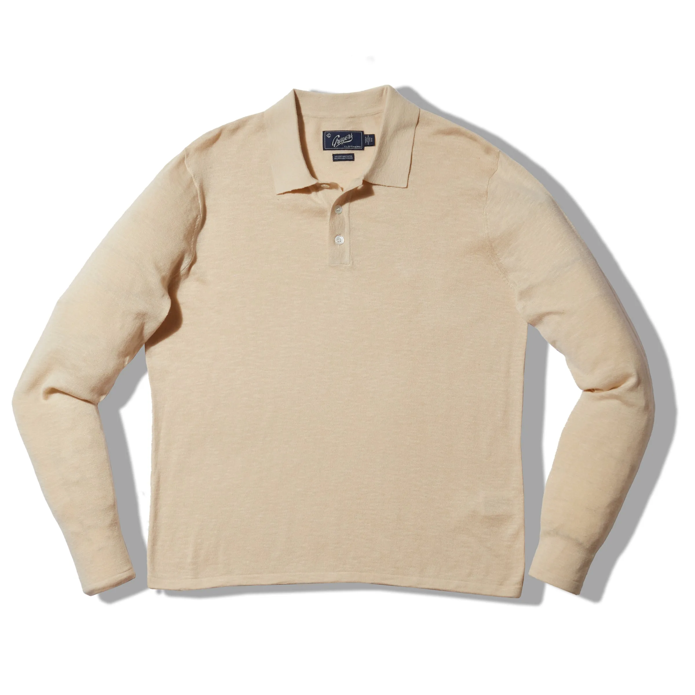 Cloud Cotton Sweater Long Sleeve Polo - Sand