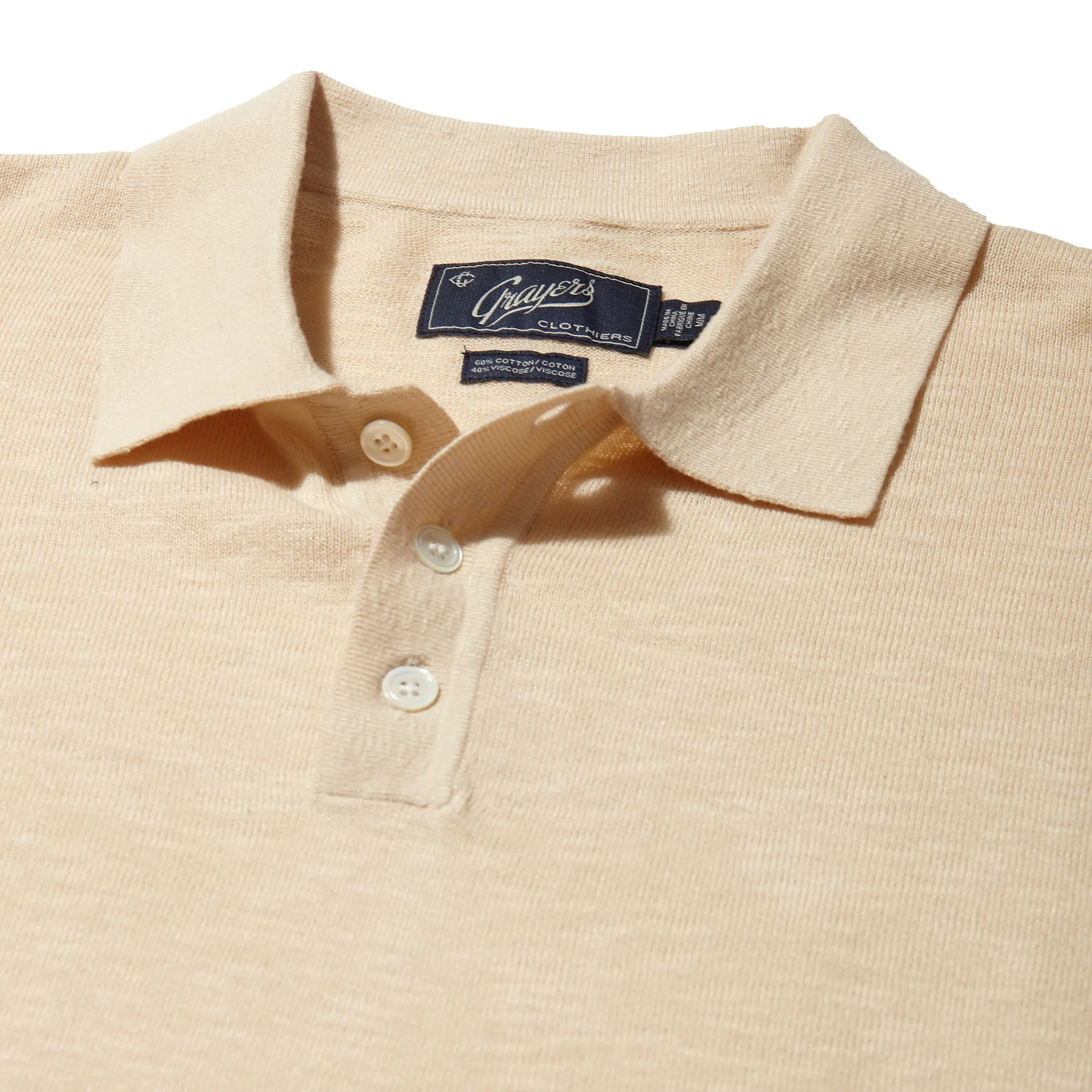 Cloud Cotton Sweater Long Sleeve Polo - Sand