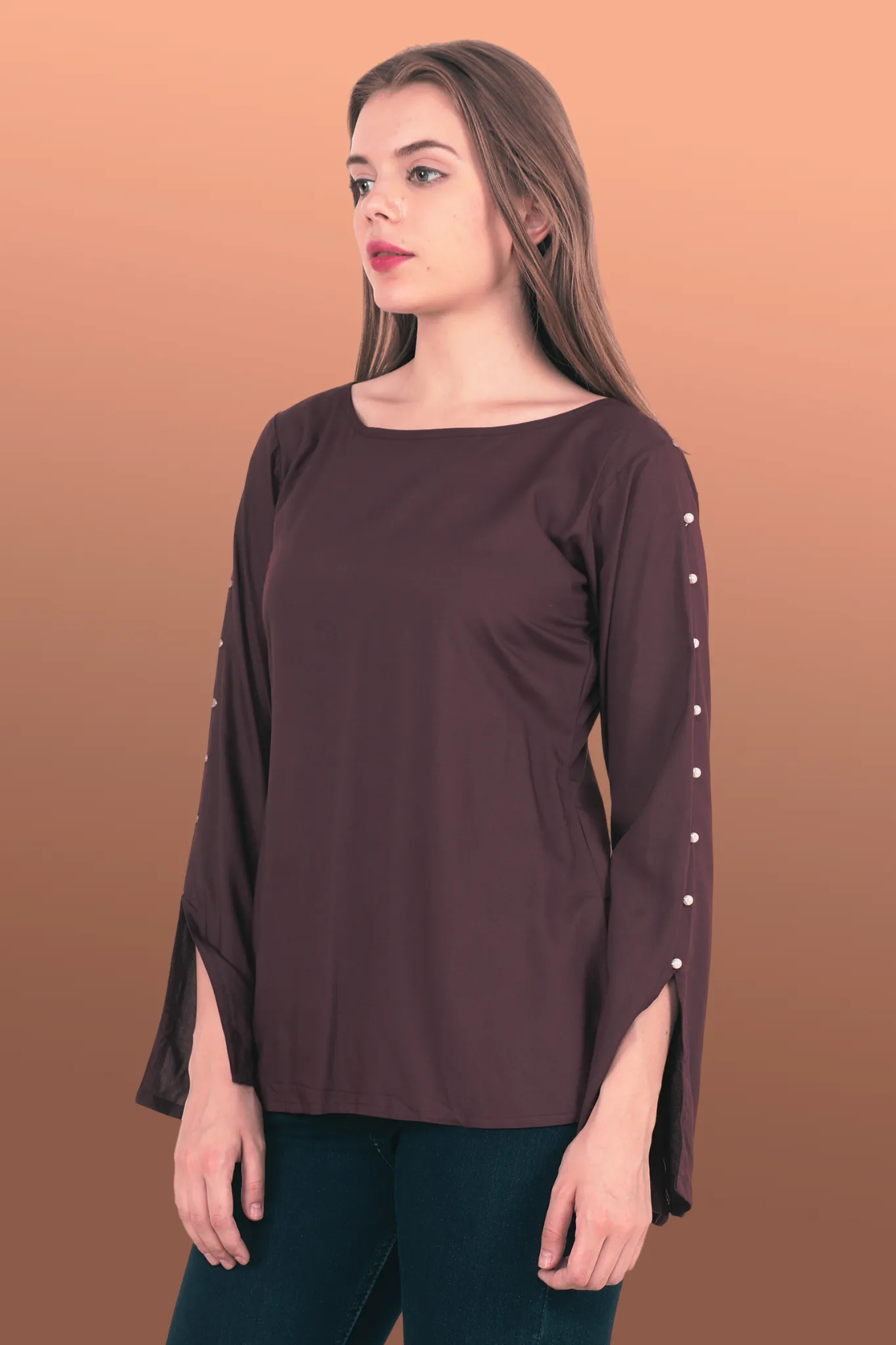 Coffee Pearl Sleeved Top