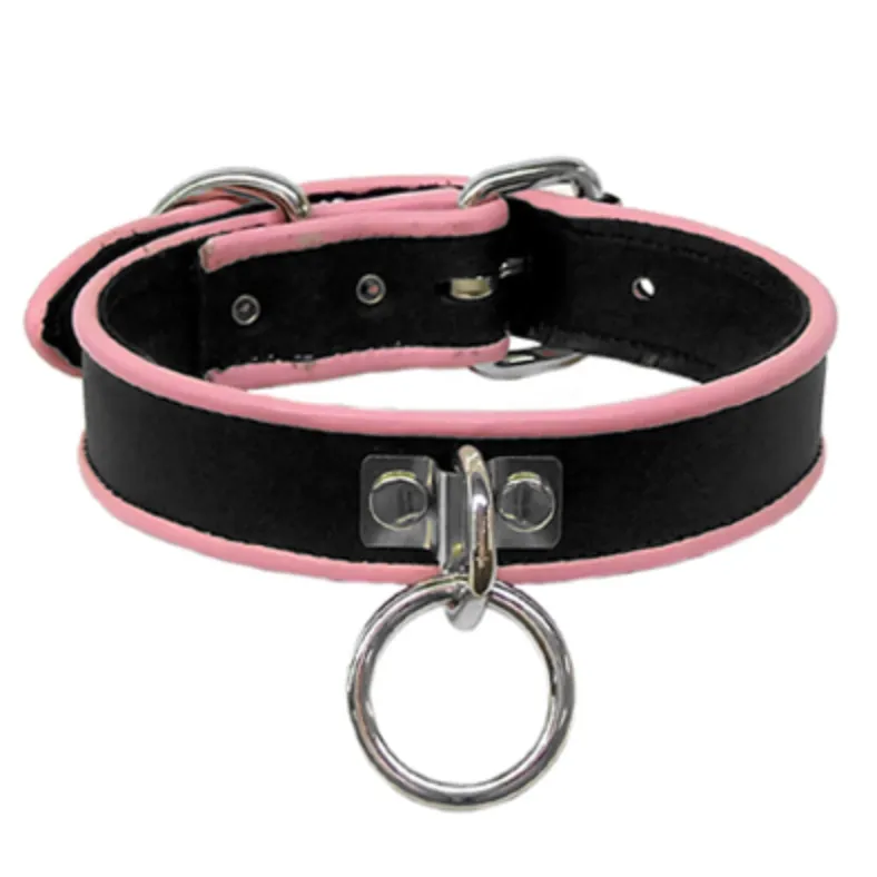 Collar with Piping and Ring - Small/Medium (Pink)