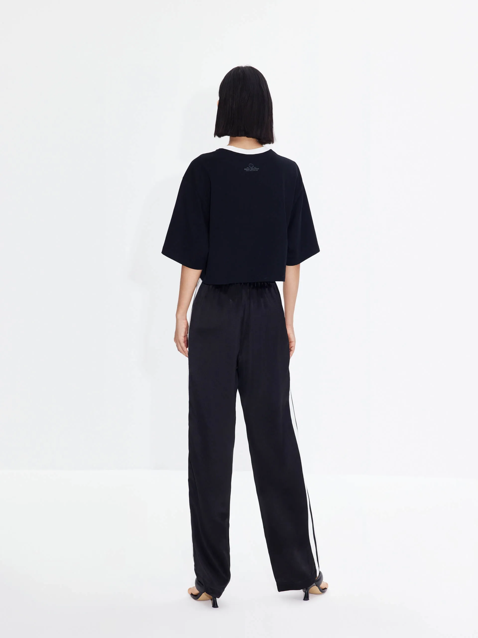 Contrast Elastic Waist Pants