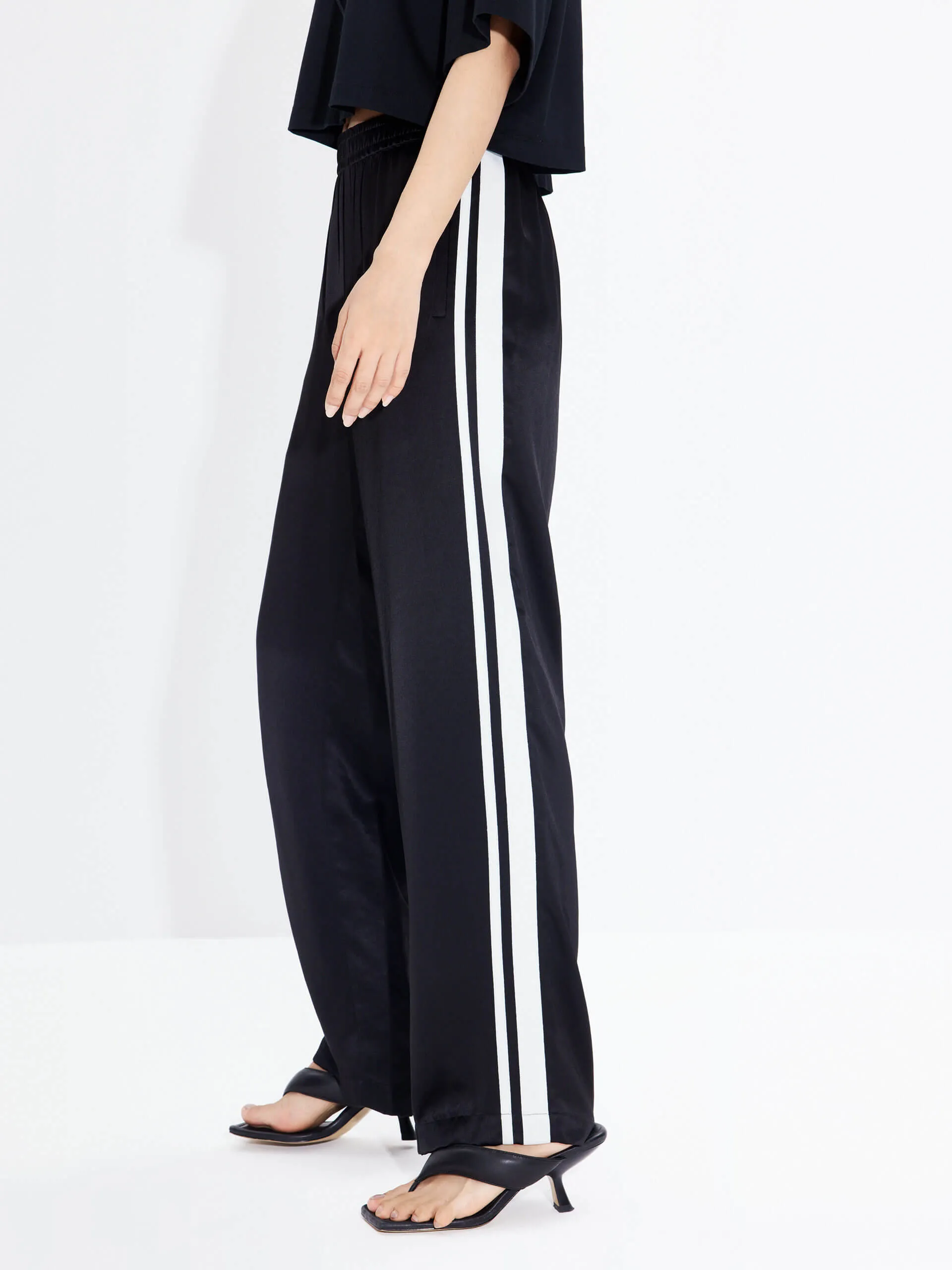 Contrast Elastic Waist Pants