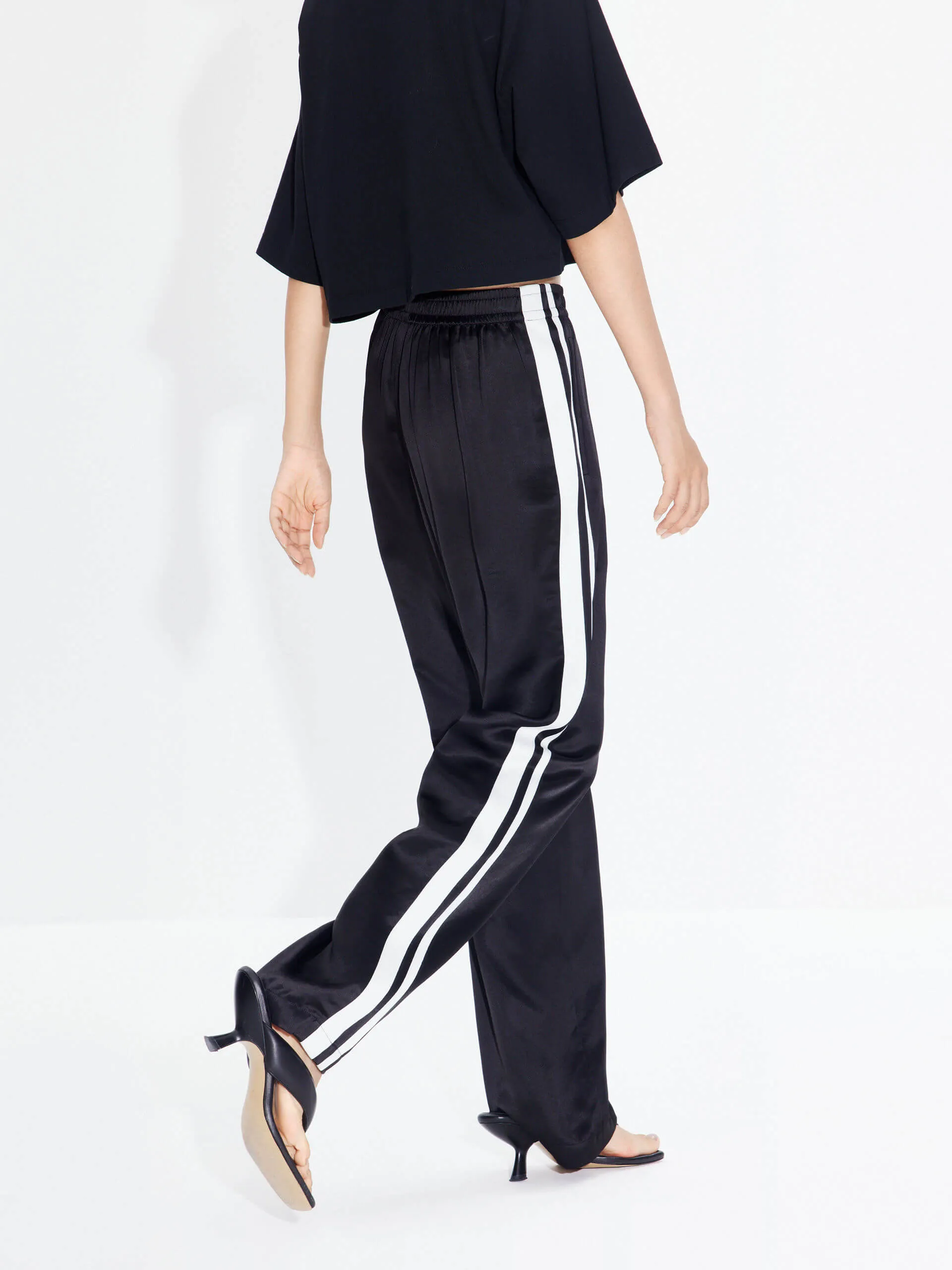 Contrast Elastic Waist Pants