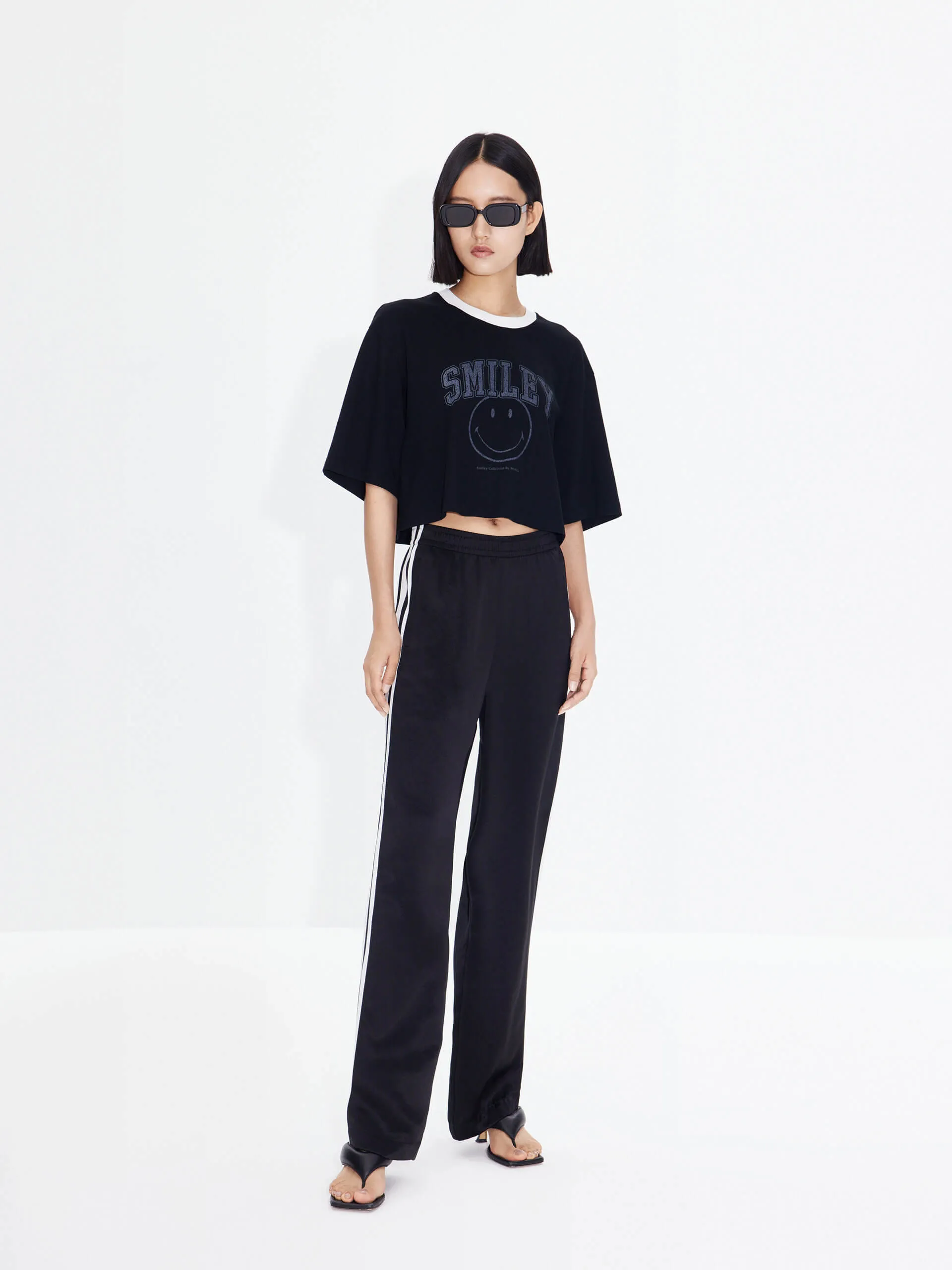 Contrast Elastic Waist Pants