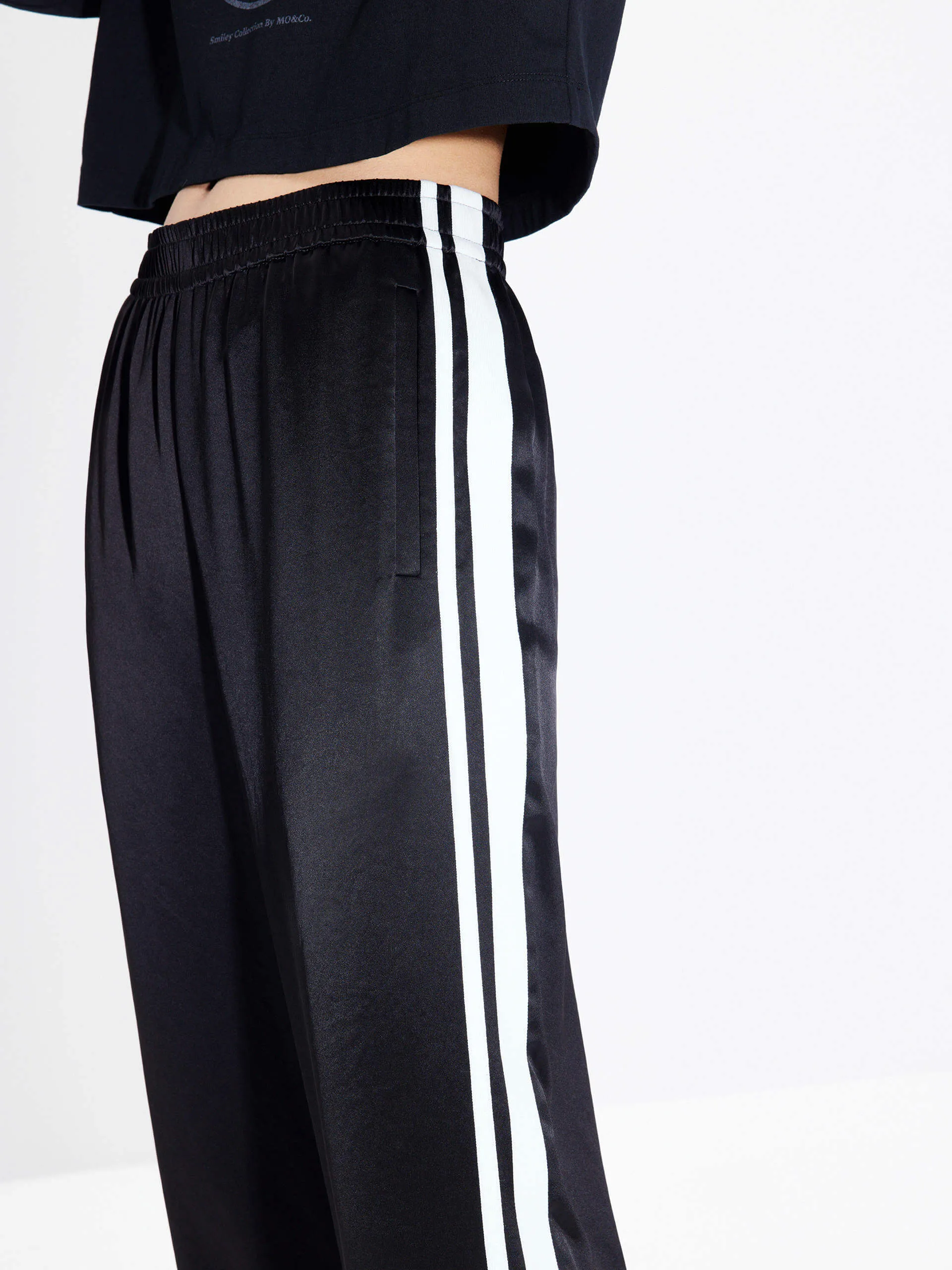 Contrast Elastic Waist Pants