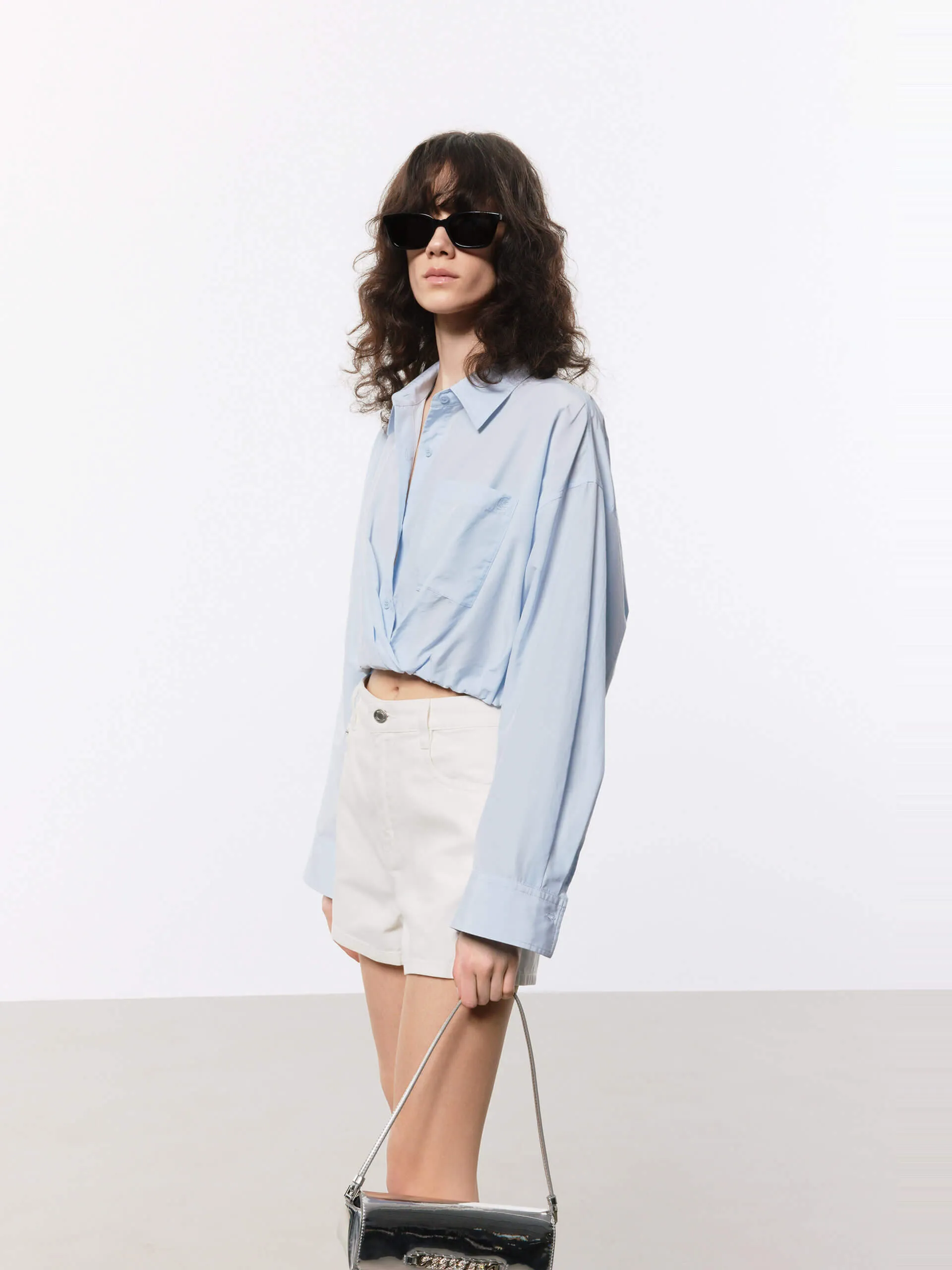 Cotton Silk Cropped Shirt