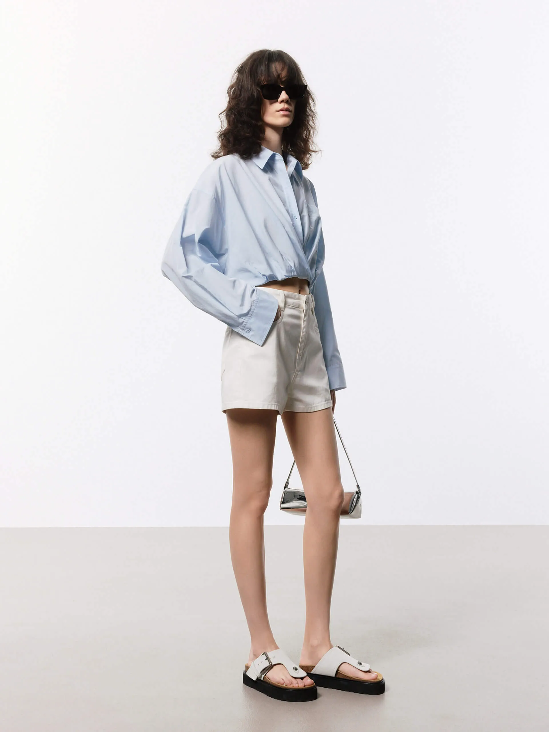 Cotton Silk Cropped Shirt