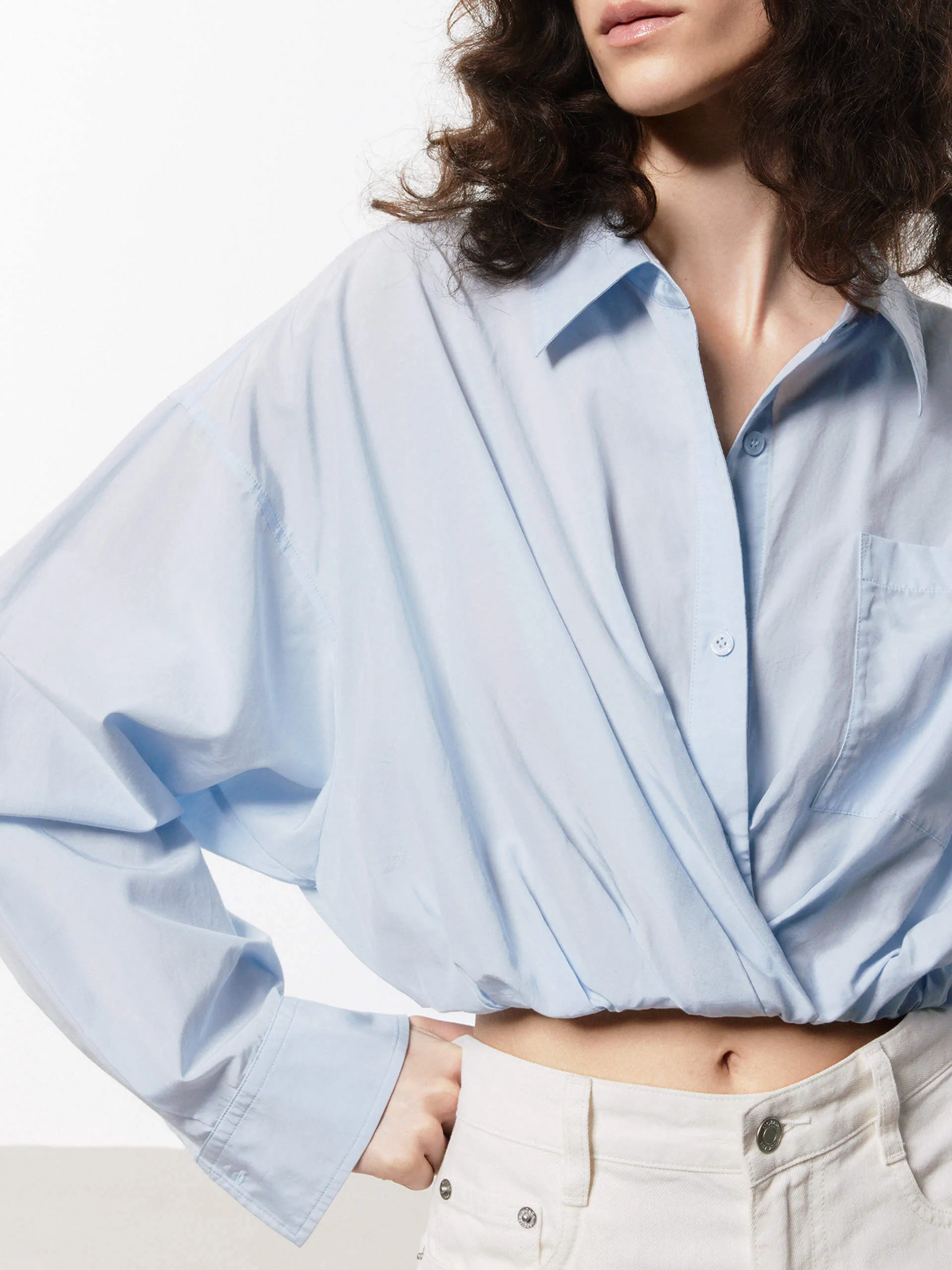 Cotton Silk Cropped Shirt