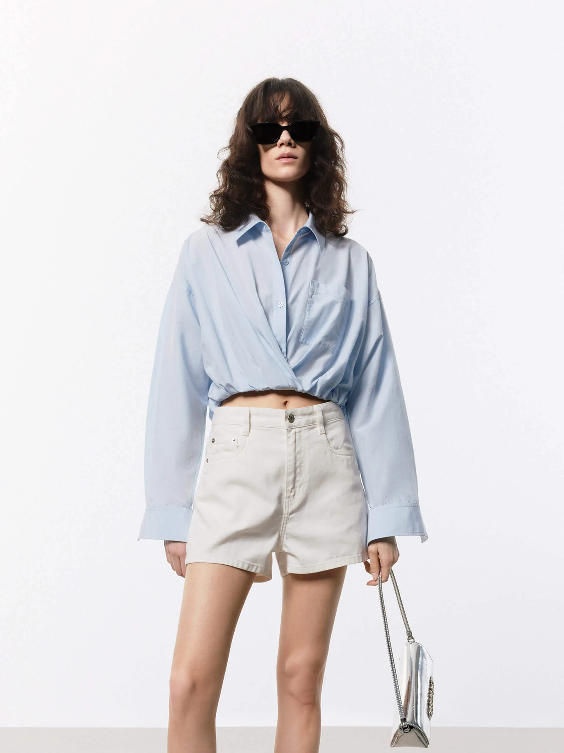 Cotton Silk Cropped Shirt