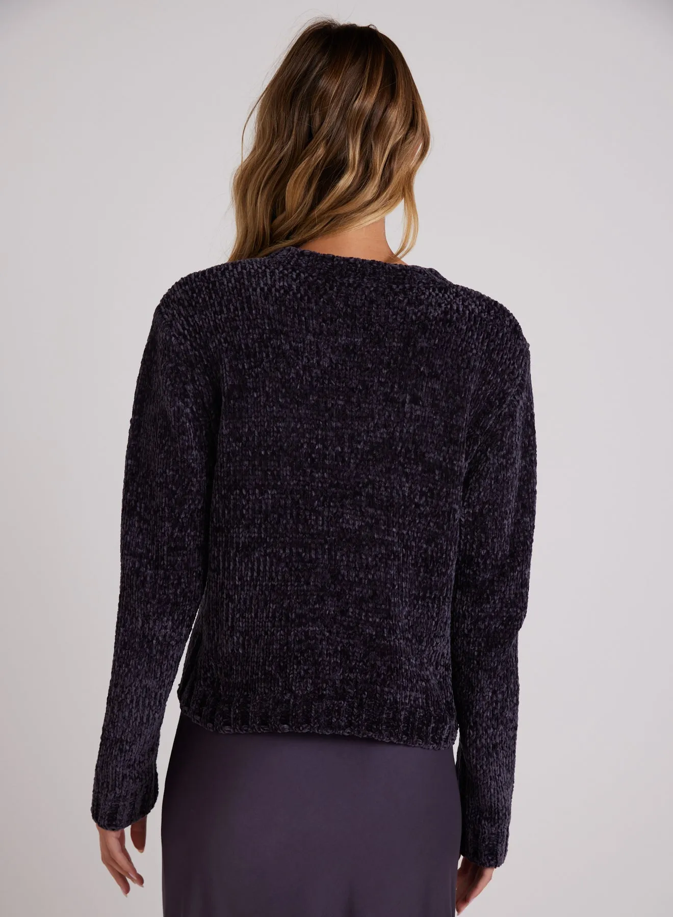 Crew Neck Chenille Sweater - Galaxy Smoke