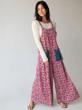 Dakota Tie Overall - Pink Puff Floral