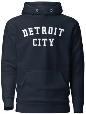 Detroit City Premium Pullover Unisex Hoodie - Navy / White