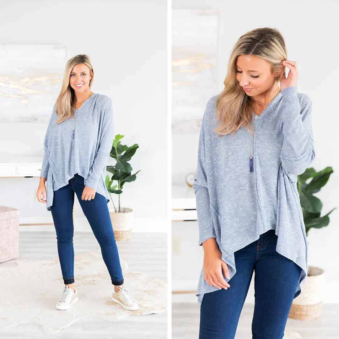 Do As I Do Denim Blue V-Neck Sweater