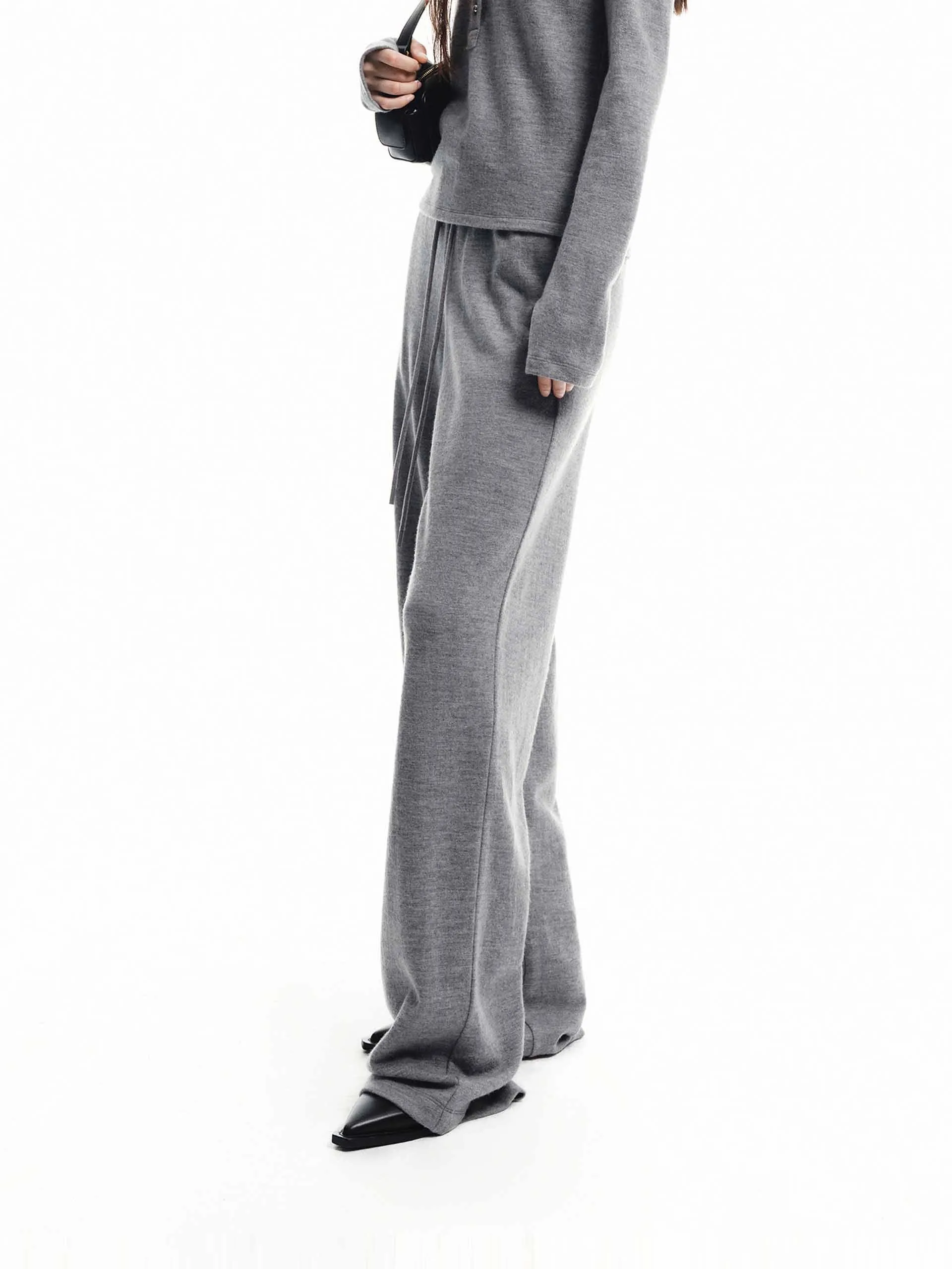 Drawstring Waist Wool Pants