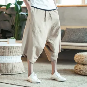 Dropshipping Men Harajuku Harem Pants 2023 Mens Summer Cotton Linen Joggers Pants Male Vintage Korean Style Sweatpants Fashions