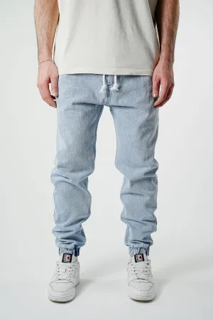 Essential Elasticated Denim Jogger Pants - Ice Blue