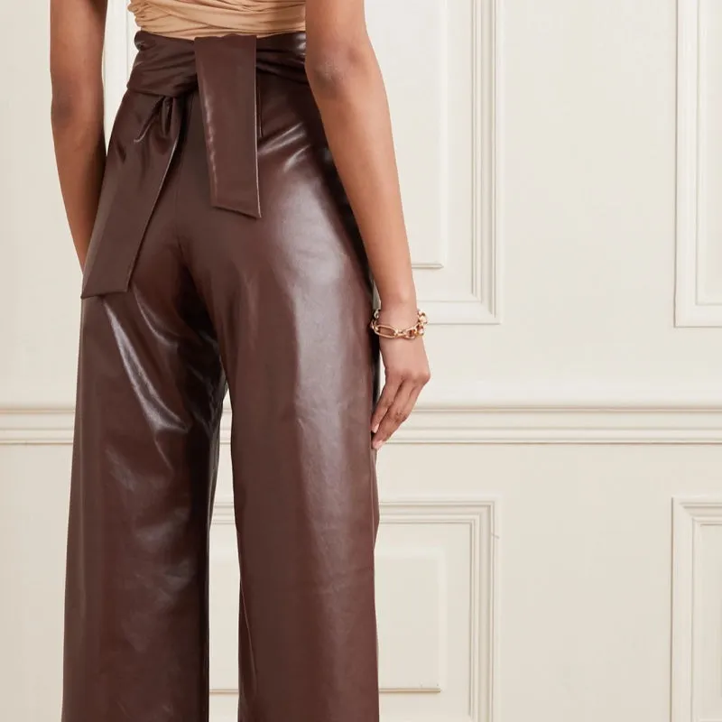 Faux Leather Belted Pants