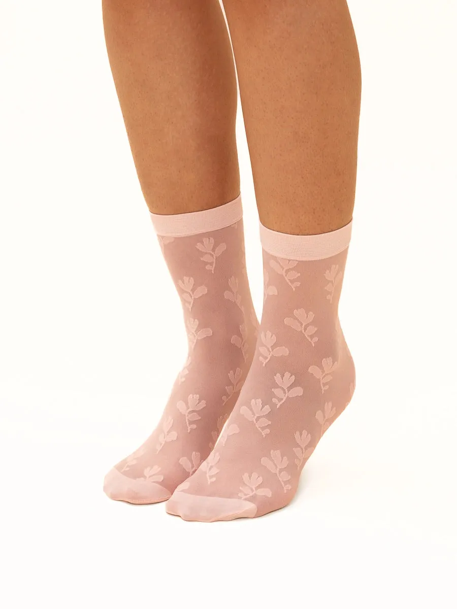 Floral Sheer Socks in Ballerina Pink