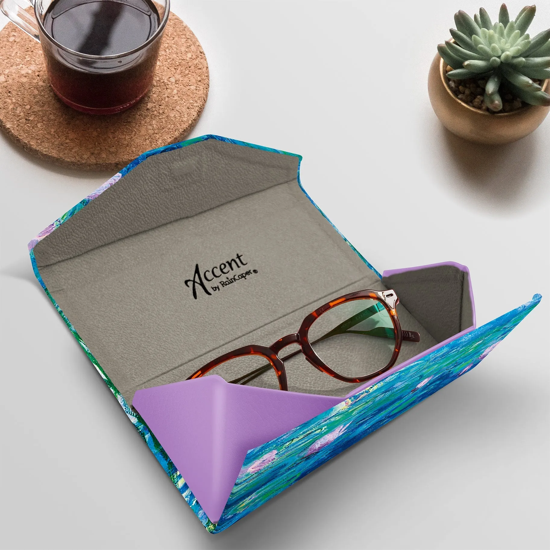 Folding Glasses Case - Vegan, Trifold, Monet Nympheas