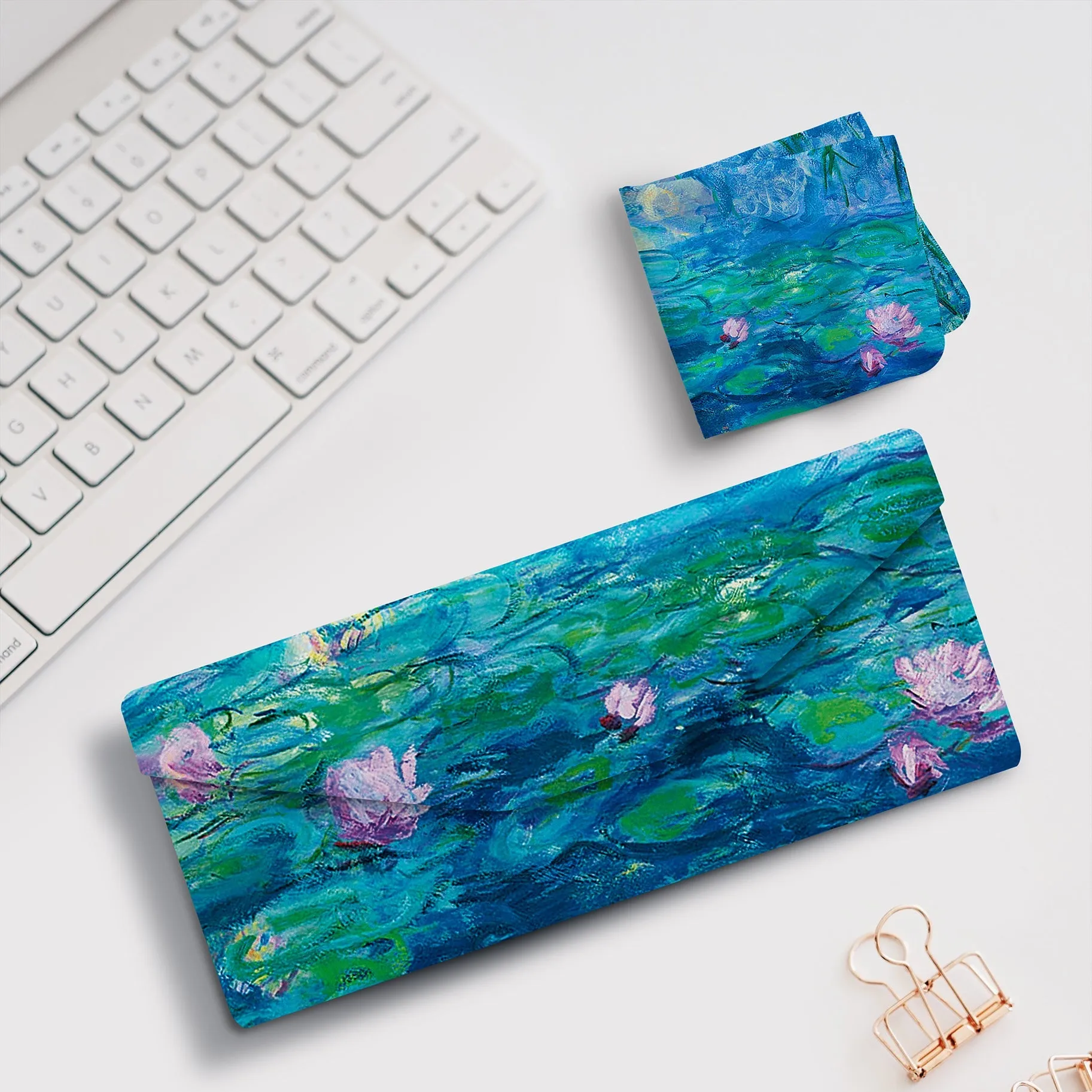 Folding Glasses Case - Vegan, Trifold, Monet Nympheas