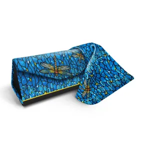 Folding Glasses Case - Vegan, Trifold, Tiffany Dragonfly