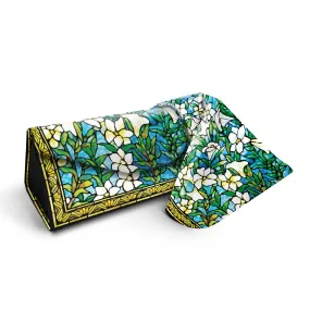 Folding Glasses Case - Vegan, Trifold, Tiffany Field of Lilies